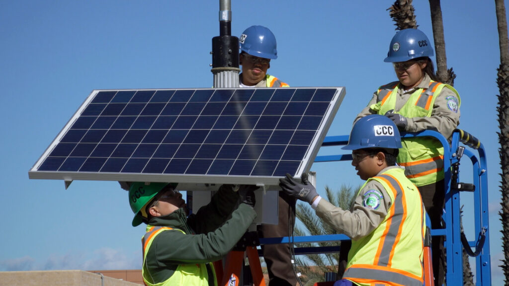 Norwalk Solar Street-Lights Panel Install Team Work