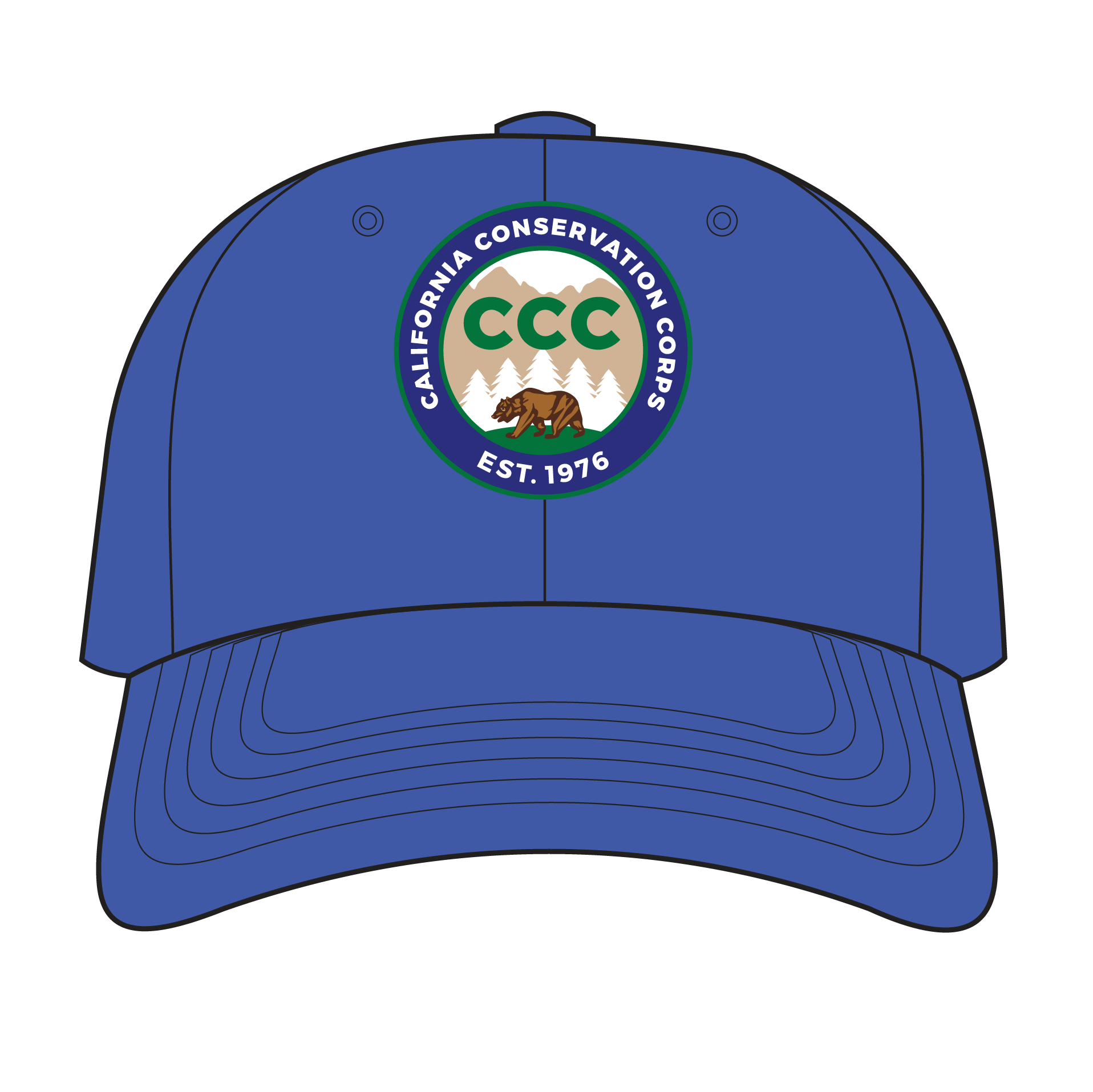 illustrated hat with blue color and CCC logo