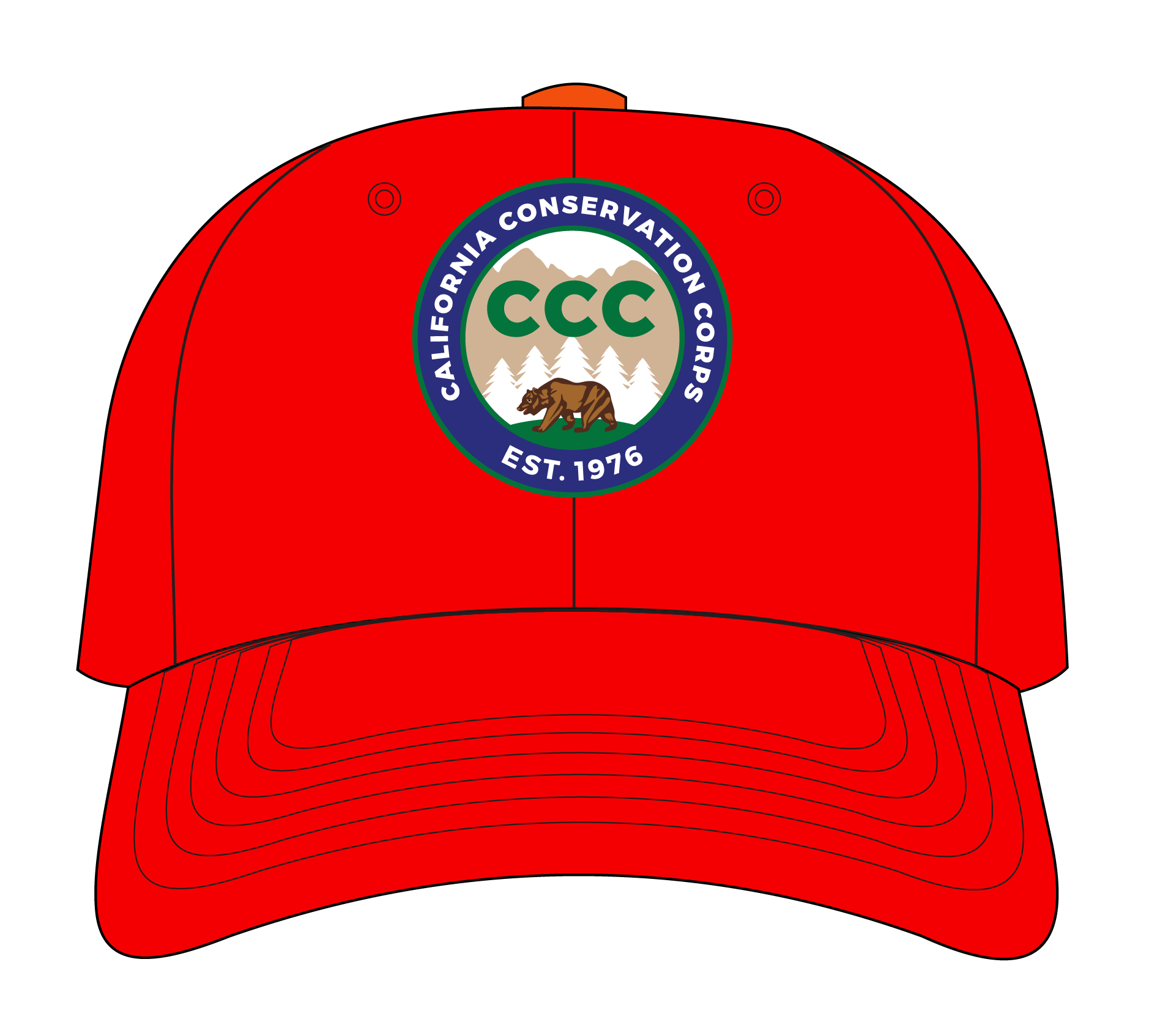 illustrated hat with red color and CCC logo